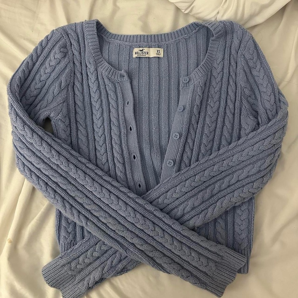 Hollister blue knitted twist cardigan
